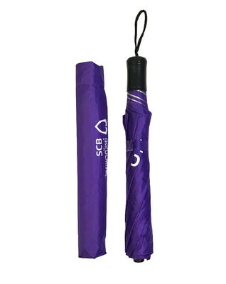 卸し売りSilkLogoのプラスチックまっすぐなハンドルのコンパクト2の折目の傘